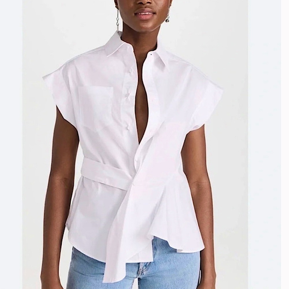 AKNVAS “Stella” asymmetrical cotton blouse